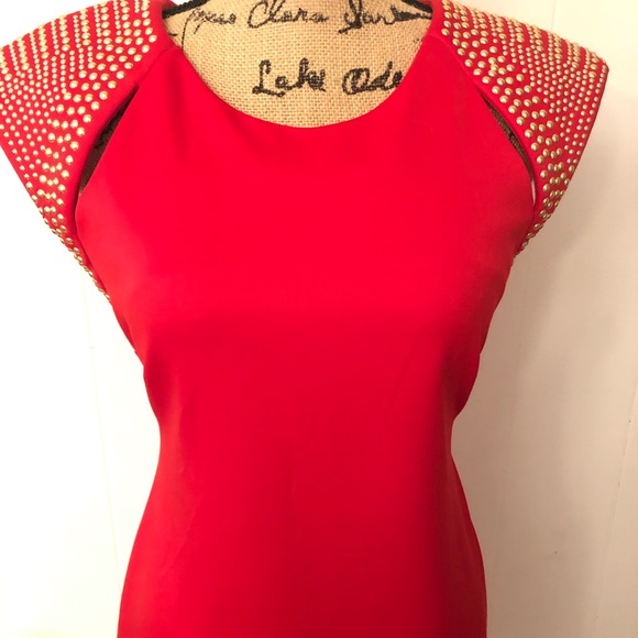 LG Red Dress w/ Gold Studs - Picture 2 of 7